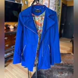 Blue Black Rivet Trench Coat Jacket